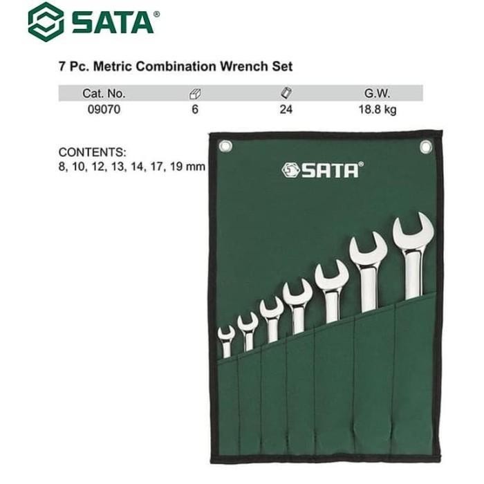 Bagus Sata Kunci Ring Pas Set 7 Pcs Metric 09070 Combination Wrench Sata Tools Bahan Chrome Vanadium