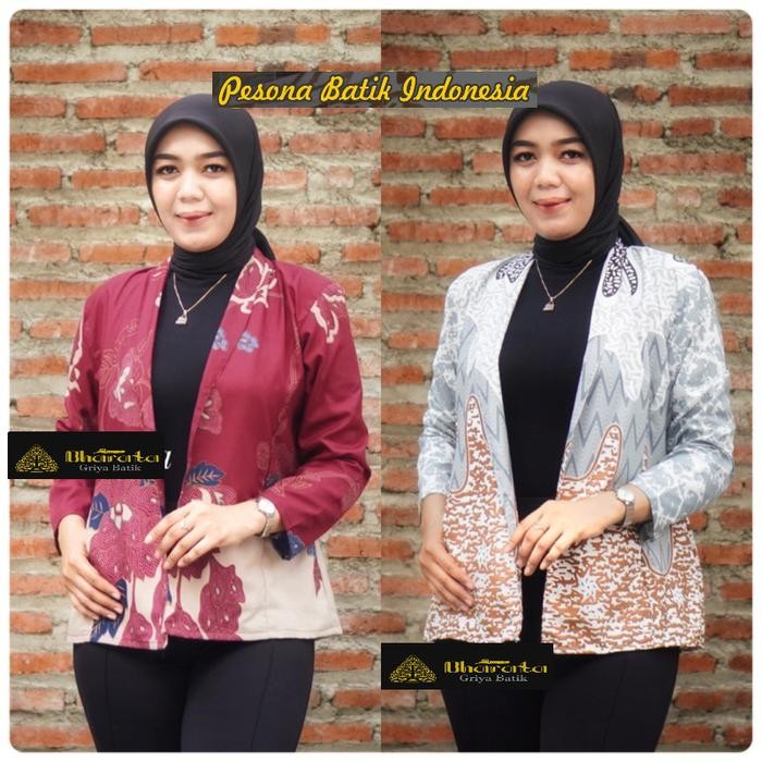 Jas Atasan Blazer Outer Batik Wanita Kerja Kantor Modern Jumbo Premium