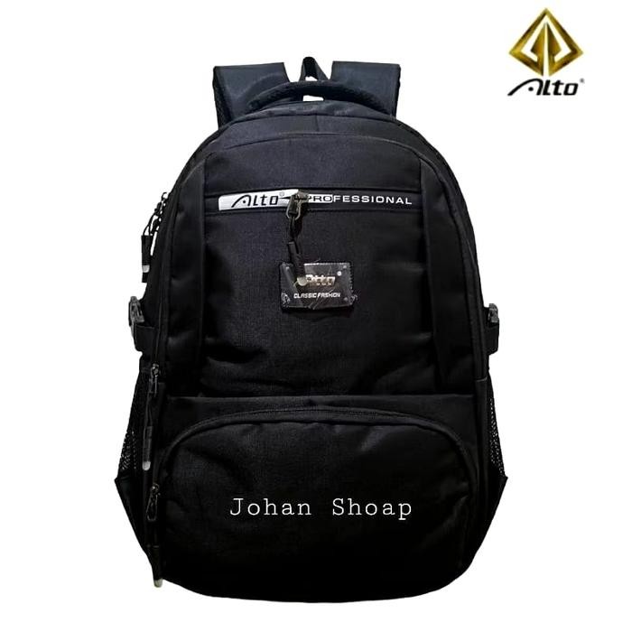 Tas Ransel Sekolah Alto / Tas Ransel Polos Hitam / Tas Pria