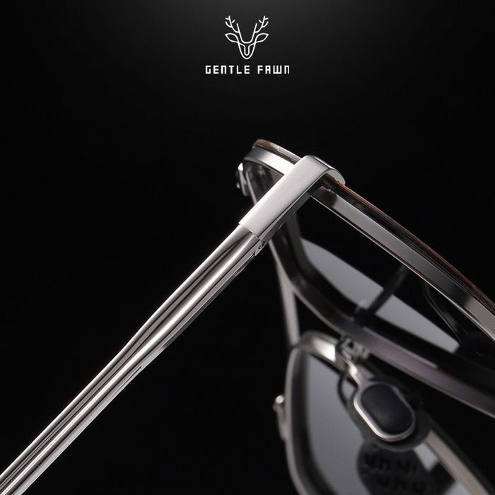 Kacamata Sunglasses Polarized Hitam Pria Simple Kotak Metal BBB 636