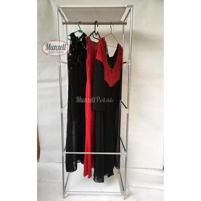 Lemari Kain Munzell Type Lpf 02, Coklat (Lemari Pakaian 1 Gtg+2 Sekat)