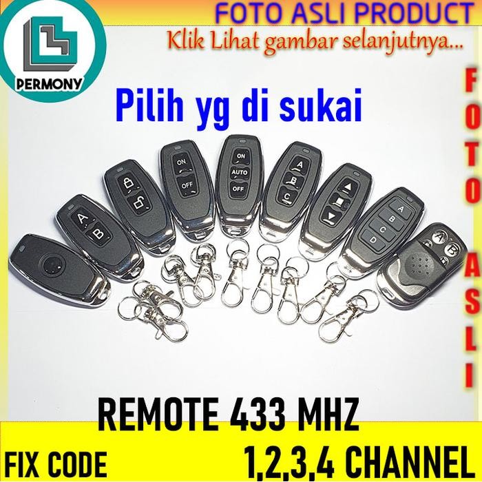 KOMPLIT Remote 433 Mhz 1ch 2ch 3ch 4ch channel transmitter 433Mhz 1 2 3 4 ch Kode 1233