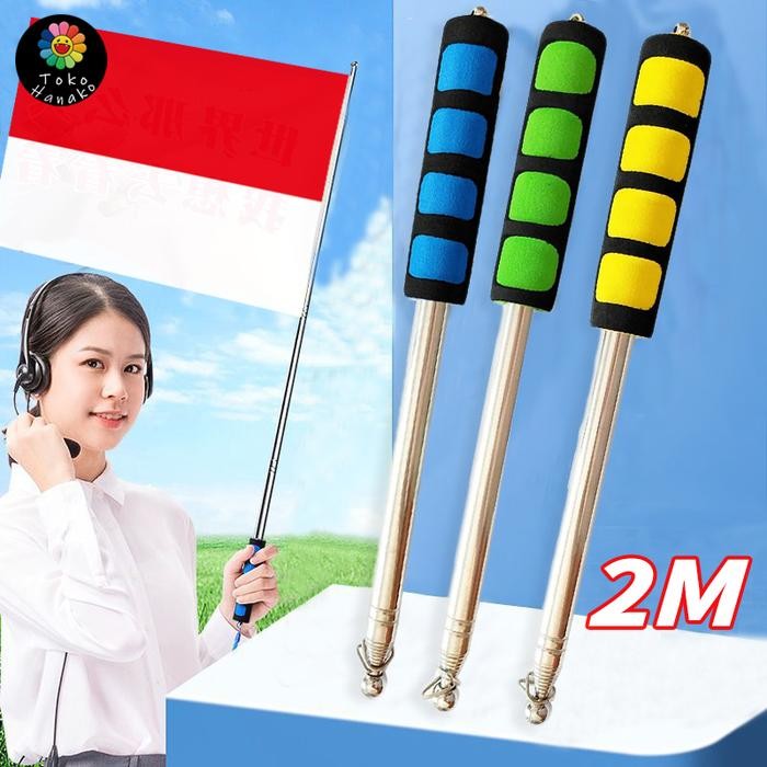

Terlaris 2 Meter Tiang Bendera /Tongkat Bendera/Telescopic Pointer Stick/Flag Pole Tour
