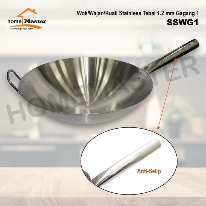 Panci/Wajan/Wok Stainless/Baja Tebal 1.2 Mm Gagang 1 34 Cm Sswg134 Gratisongkir