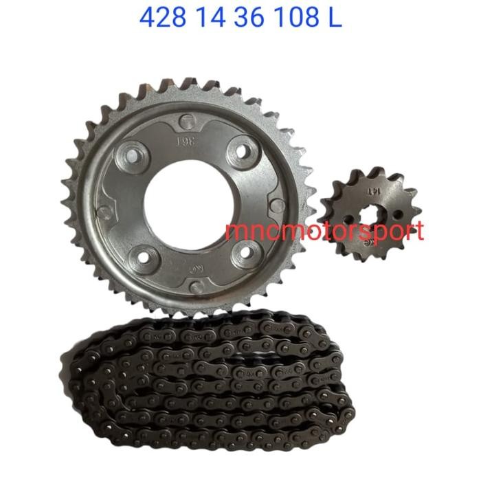 GEARSET GIRSET GEAR GIR SET KC SUPRA X 125 HELM IN 428 14 36 108 L