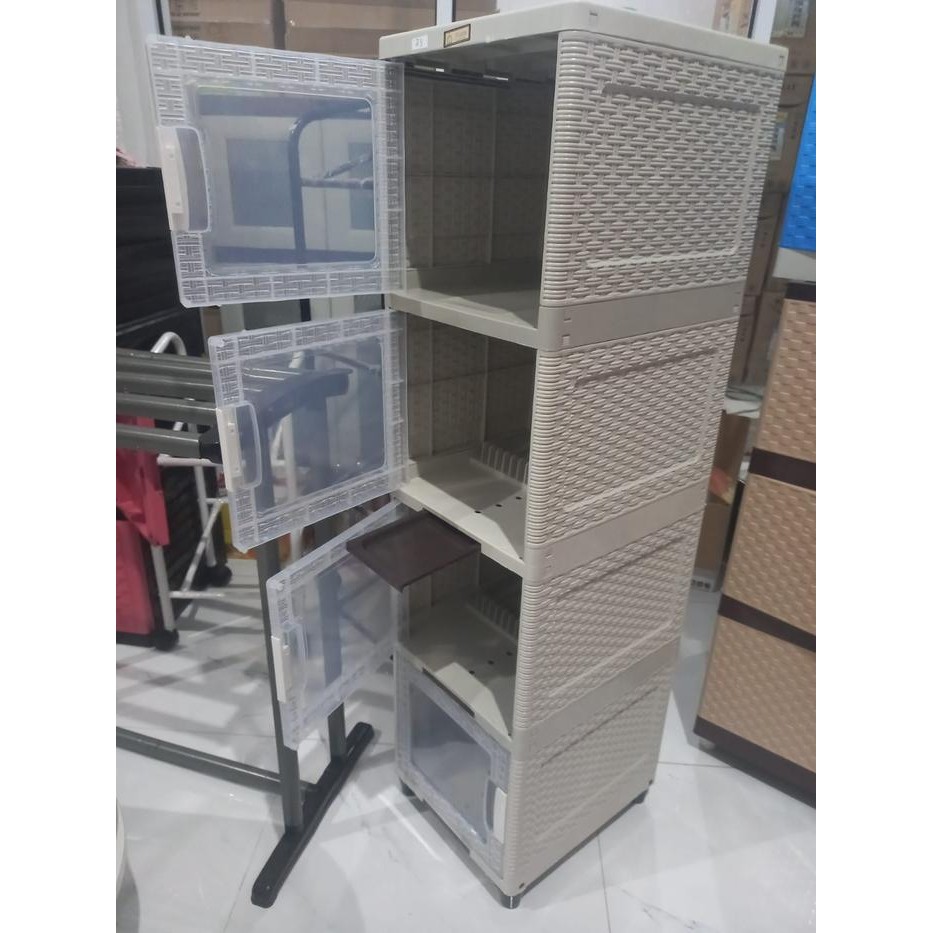 Rak Piring Plastik Akako Susun Pintu Swing Penyimpanan Gratisongkir