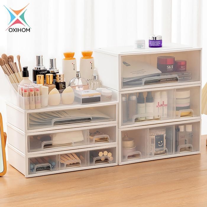 

NEW! OXIHOM LACI LEMARI PLASTIK SUSUN TEMPAT KOTAK PENYIMPANAN DRAWER STORAGE STACKABLE DESKTOP
