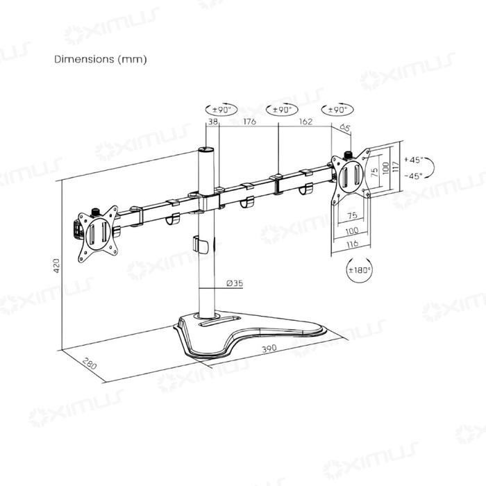 

NEW! BRACKET MEJA LCD LED TV 2 MONITOR 13" - 27" OXIMUS HYDRA ZL1124 KABEL