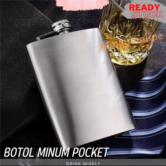 BEST SELLER Botol pocket Stainless 280ml Hip Flask 10oz liquor botol minuman keras