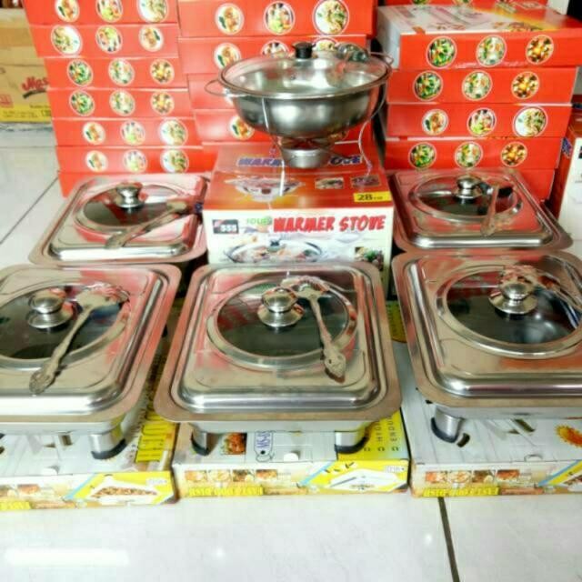 Wadah saji set prasmanan tutup motif kaca deep soup bowl katering