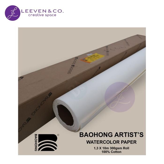 

(Meteran) BAOHONG Artist Watercolor Paper Roll 1.3 X 1 Meter 300Gsm (Per Meter)