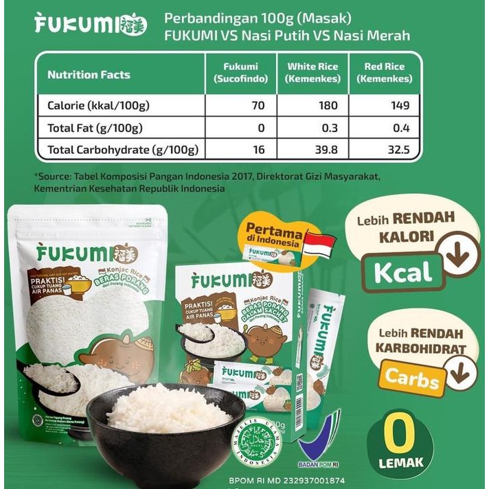 

Glx Beras Porang Fukumi ORIGINAL Box (Sachet 7x40 gr) - Beras Diet