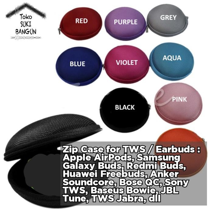 Soft Case Cover Pouch Zipper for Apple AirPods Samsung Galaxy Buds Redmi Buds Huawei Freebuds Anker