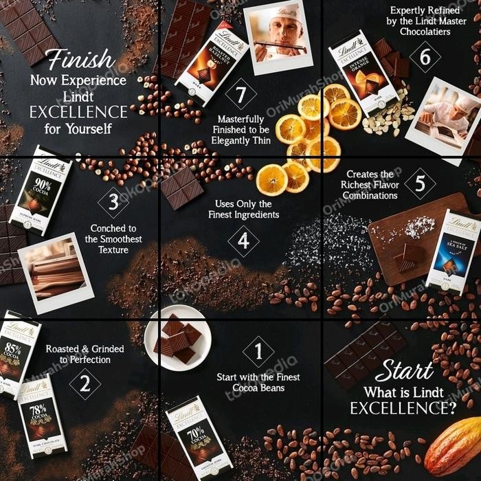 

Ger Lindt Excellence Dark Chocolate Coklat Hitam Mint Orange Milk Sea Salt Cokelat 70% 78% 85% 90%