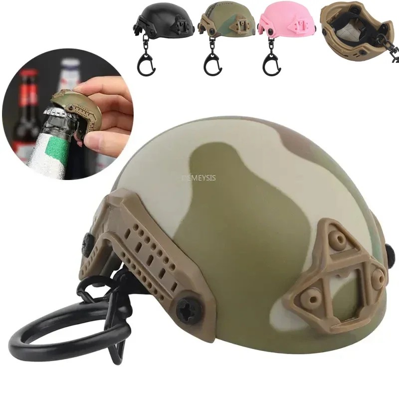 MK Tactical Helmet Model Keychain Portable Mini Beer Bottle Opener FAST Helmet Model Keyring Backpac