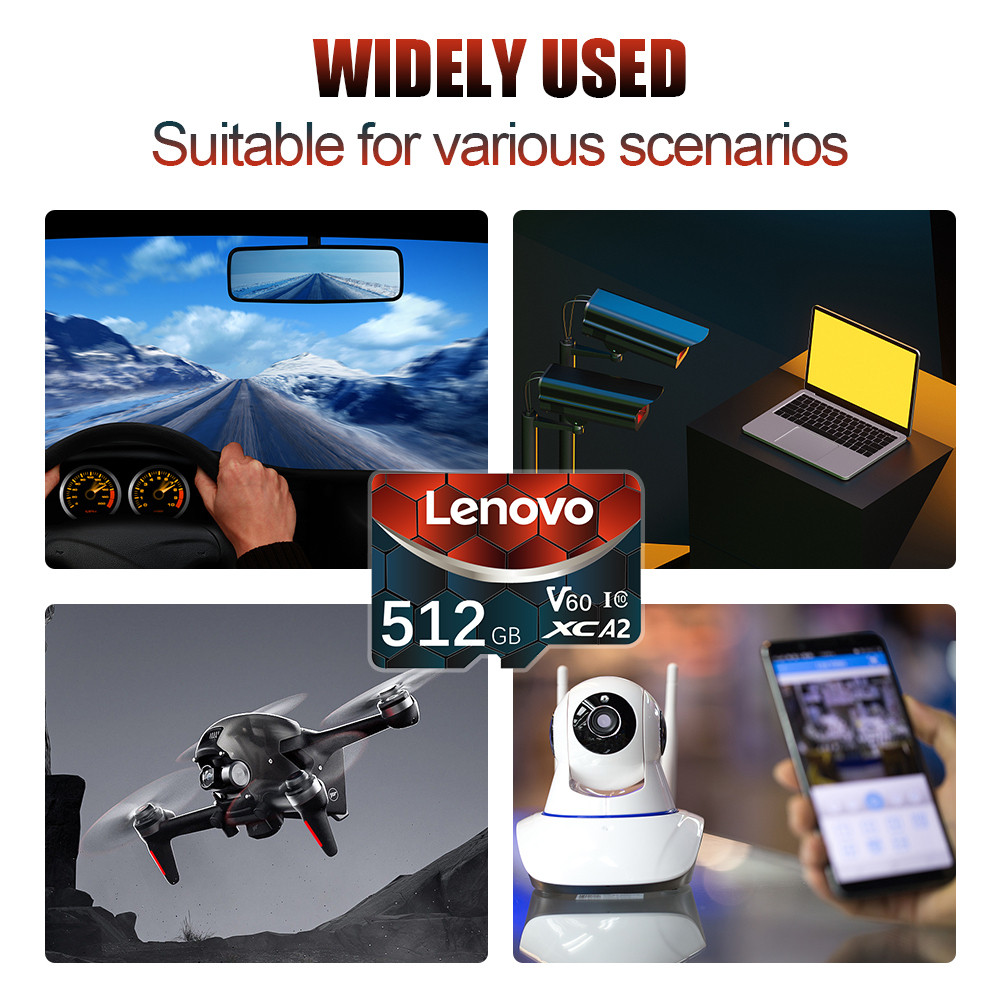 Lenovo 2TB SDXC Memory Card V30 Certified 1TB 512GB 128GB Micro SD High-Speed 160MB/s for Nintendo