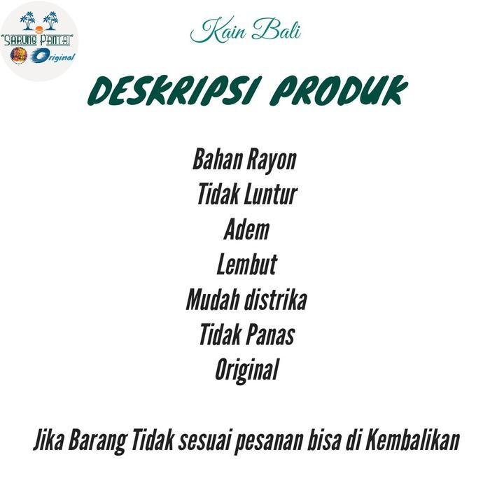 

KAIN PANTAI BALI MOTIF MACAN UKURAN STANDAR 120X165 CM KODE 1211