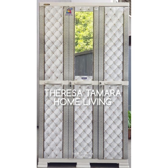 LEMARI NAPOLLY 388 JKTI 3 PINTU GAMIS 8 RAK TAHAPAN FULL GANTUNGAN HANGER GAMIS + KUNCI LEMARI