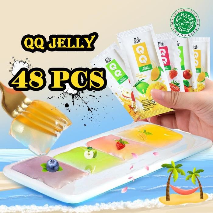 

QQ JELLY PERMEN ISI 48 PCS ADA FREE KOTAK KEMASAN 2 RASA YOUGURT MANGGA YOGHURT STOBERI DAN APEL