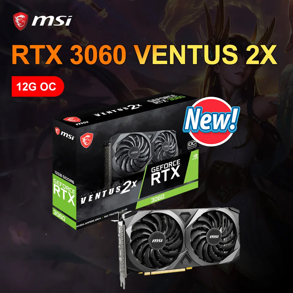 MSI New RTX 3060 RTX 3060 Ti GAMING 8G Graphic Card 256bit 8GB 12GB GDDR6X RTX3060 GDDR6 192bit