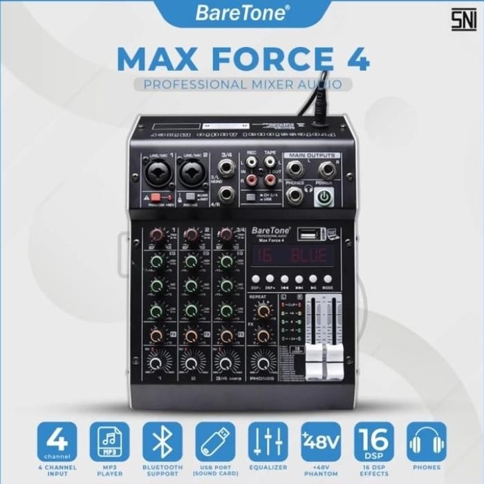 MIXER AUDIO BARETONE MAX FORCE 4 PROFESIONAL MIXER 4 CHANNEL