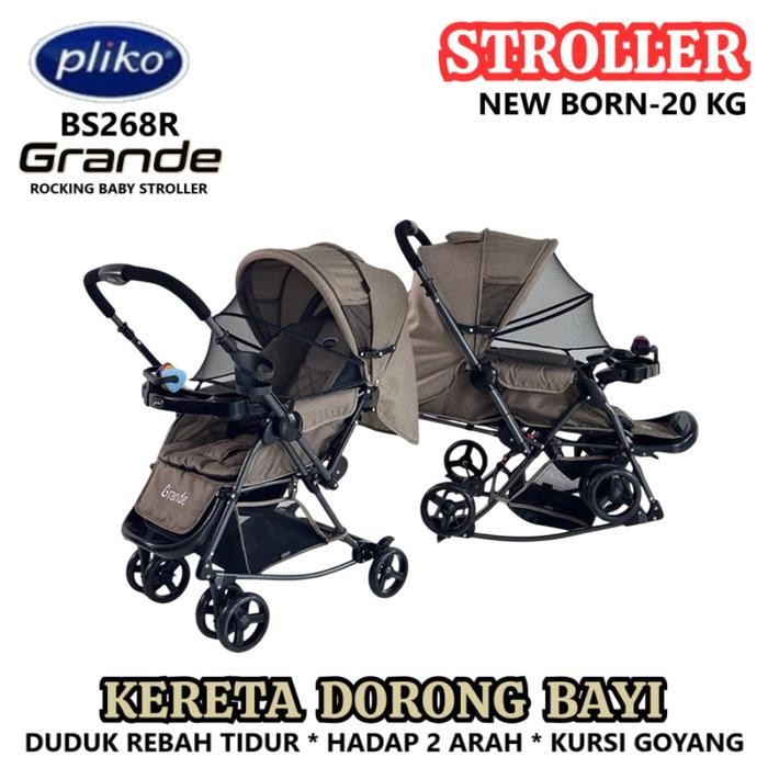 Grosir Pliko PK268 Grande 3 Pengaturan Posisi Hadap Baby Stroller