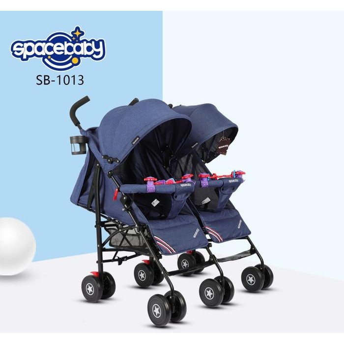 Kereta Dorong Kembar Spacebaby SB1013 Kereta Dorong bayi Kembar Stroller Baby Twins