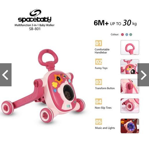 SPACE BABY SB 801 Baby Walker 3 in 1 Push Walker
