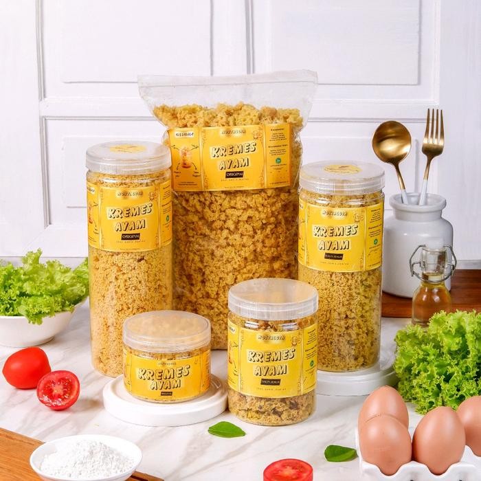 

New Kremes Ayam Nostalgia 400 gram Kripik Crispy Cemilan Toples Makanan Food Merah Oil Putih kerupuk