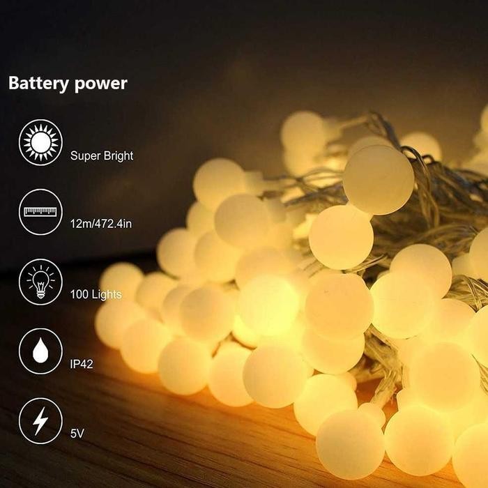 natal Lampu Tumblr Anggur Baterai 100 LED 10 Meter *