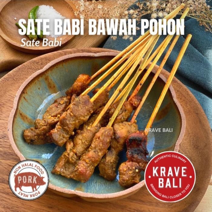 

TERLARIS SATE BABI BAWAH POHON MAKANAN KHAS BALI ASLI 180 GR READY STOCK