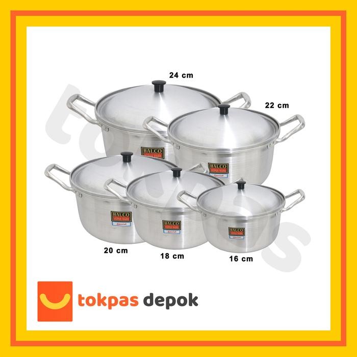 Sav Panci Aluminium Serbaguna Tanpa Saringan 20, 22, 24 Cm Halco A 102 / A 100 Peralatan Da