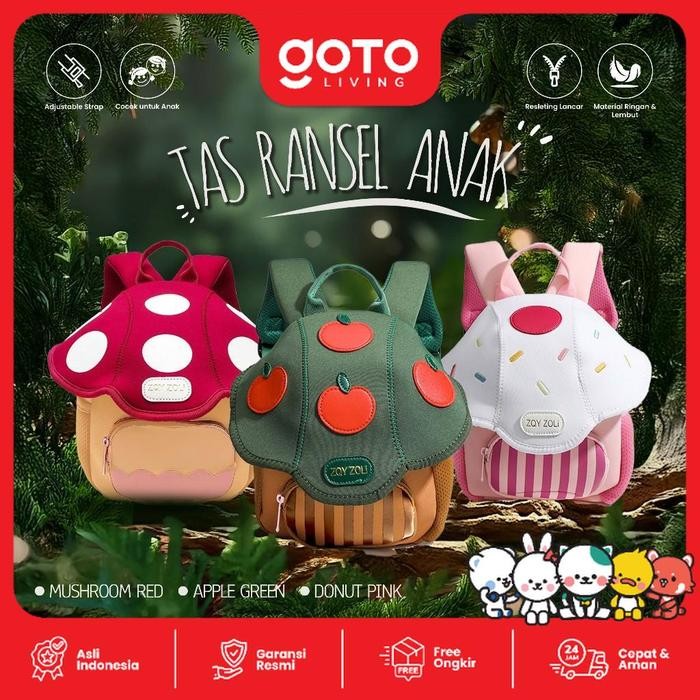 Goto [Cod] Kimmy Backpack Tas Anak Sekolah Mini Motif Jamur
