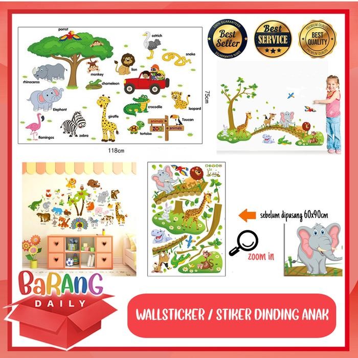 STIKER DINDING ANAK WALL STICKER ANIMAL HEWAN POHON