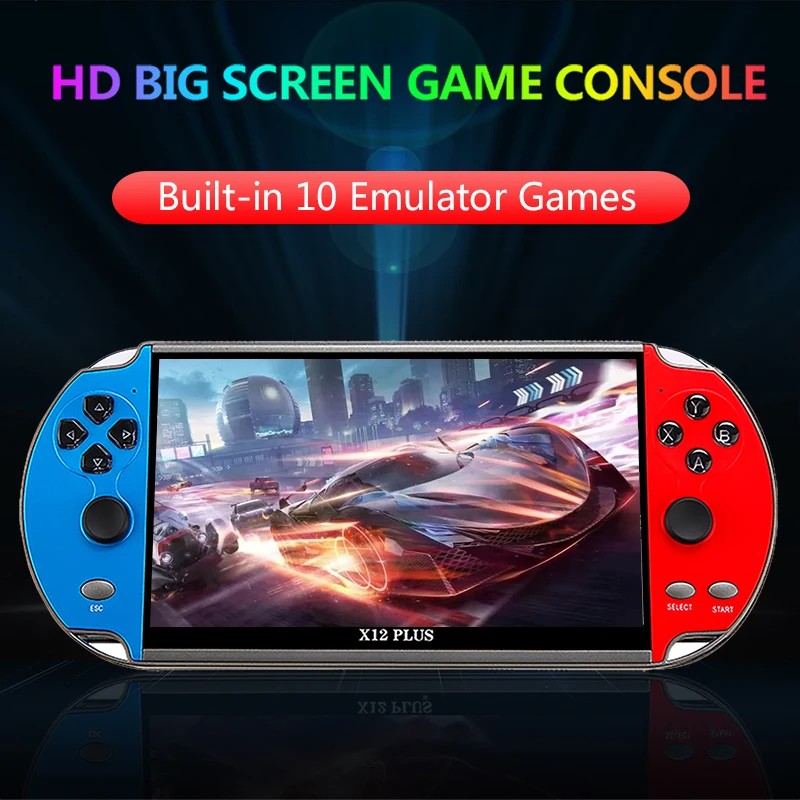 X7/X12 Plus Handheld Game Console 4.3/5.1/7.1 Inch HD Screen Portable