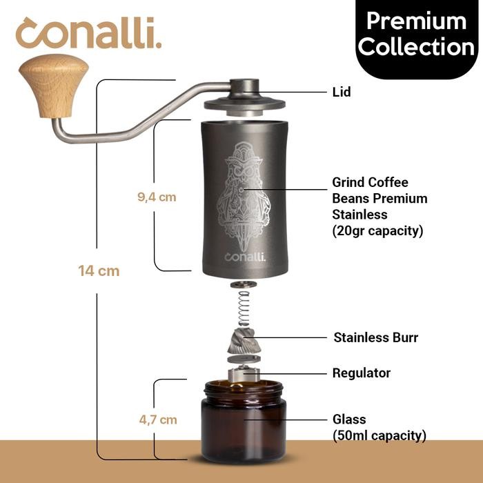Manual Coffee Grinder Stainless Burr Conalli Grinder Kopi Manual