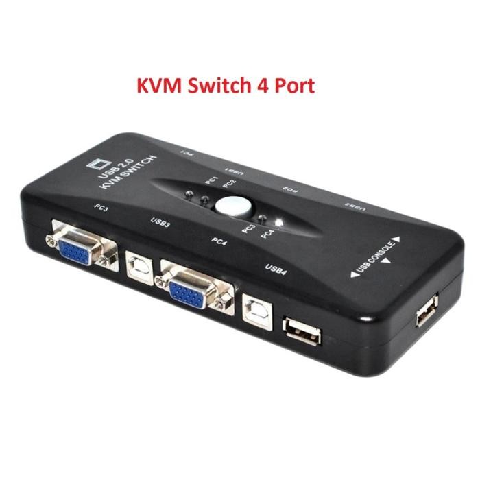 Terlaris KVM Switch 4 Port USB 2.0 Support Sharing Printer - KVM + 4 Kabel SALE