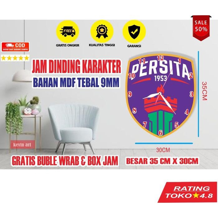 Jam Dinding Klub Bola Motif Persita Tempel Tembok Besar Jumbo Terlaris