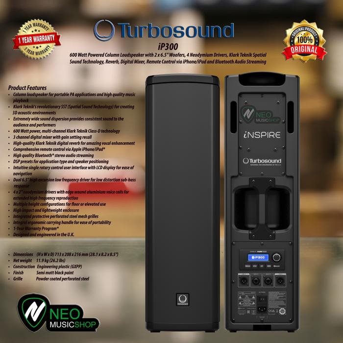 Turbosound iP300 600 Watt Powered Column Loudspeaker *