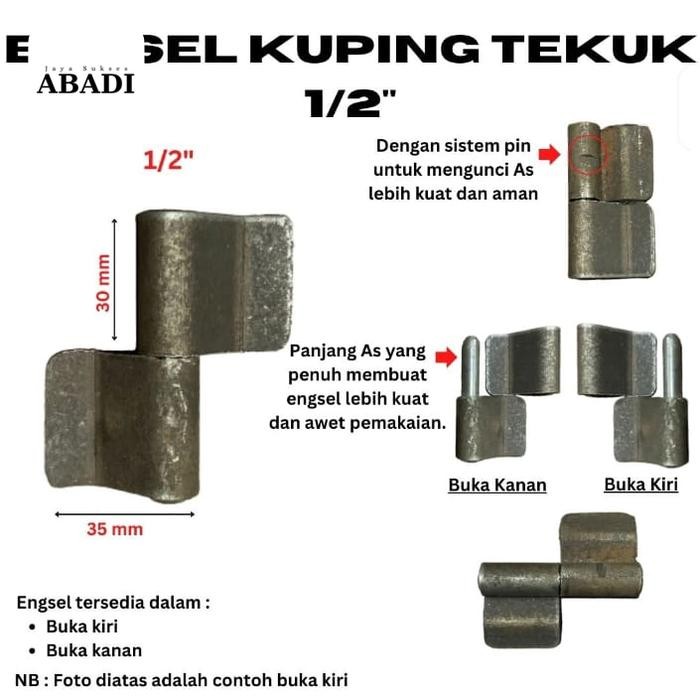Engsel kuping tekuk (per pcs) *