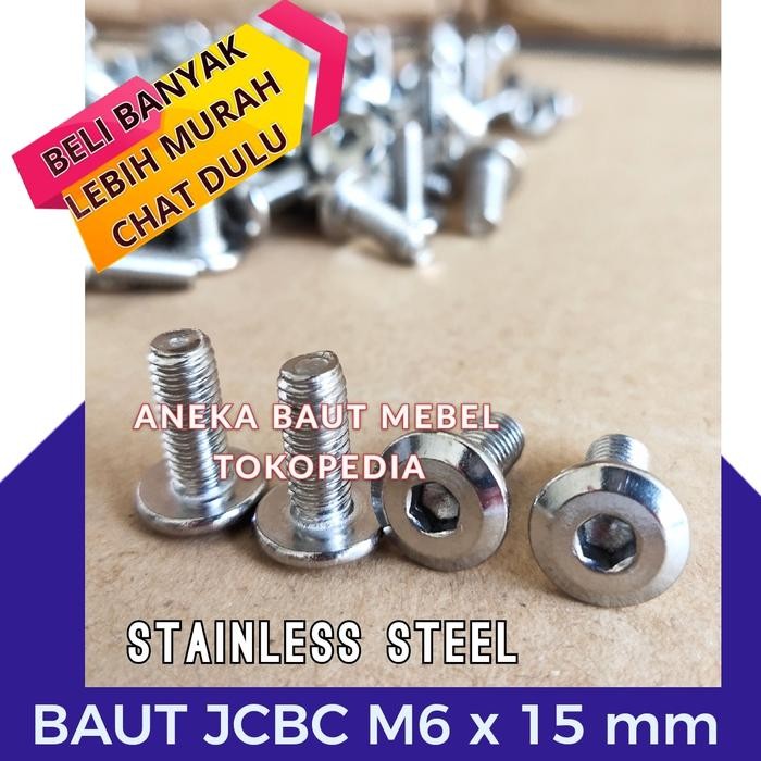 BAUT JCBC M6x15 mm STAINLESS / M6 x 15 / JCBC STAINLESS isi 100 pcs *