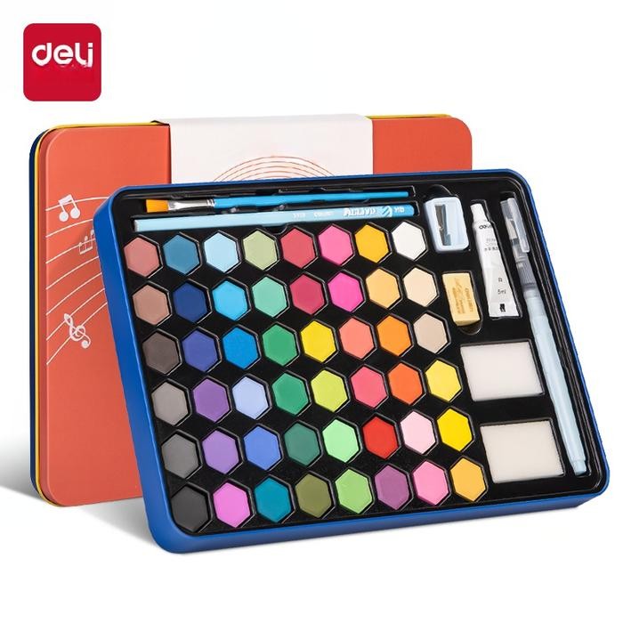 

Deli Solid Watercolor Paint / Set Cat Air Padat Warna Terang Dengan Kuas Air Otomatis 73936-X Pasti