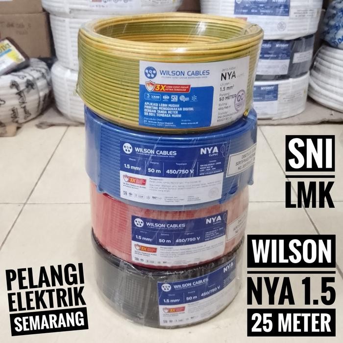 WILSON Kabel NYA 1.5 / 1,5 / 1x1.5 Kawat Engkel SNI LMK - 25 Meter 25m