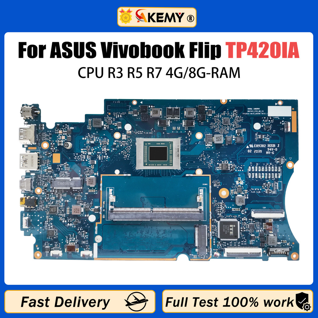 AKEMY TP420IA Mainboard For ASUS Vivobook Flip TP420I Laptop Motherboard With CPU R3 R5 R7 4G/8G-RAM