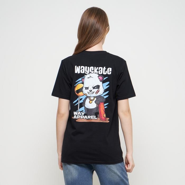 Way Kaos Dewasa Unisex - Katun Combed - Tshirt Distro - Panda Skate Black