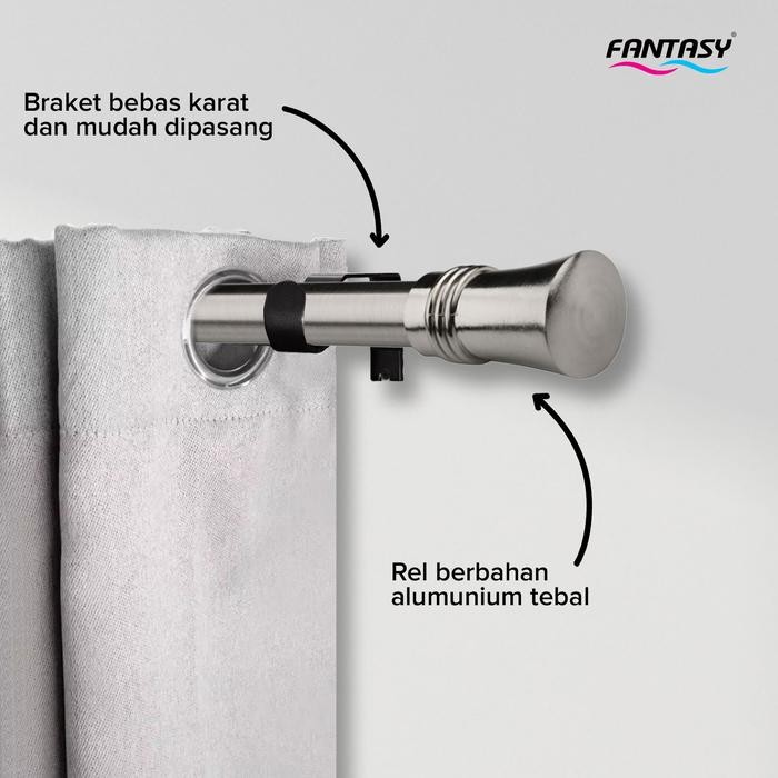 Fantasy Curtain Rod Batang Rel Gorden Jendela 60-250 cm Bahan Besi Adjustable Minimalis Fleksibel