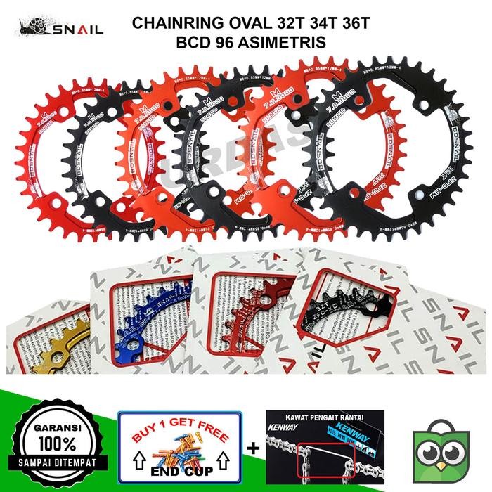 Chainring Oval 32T 34T 36T 38T Bcd 96 Asimetris Shimano Narrow Wide