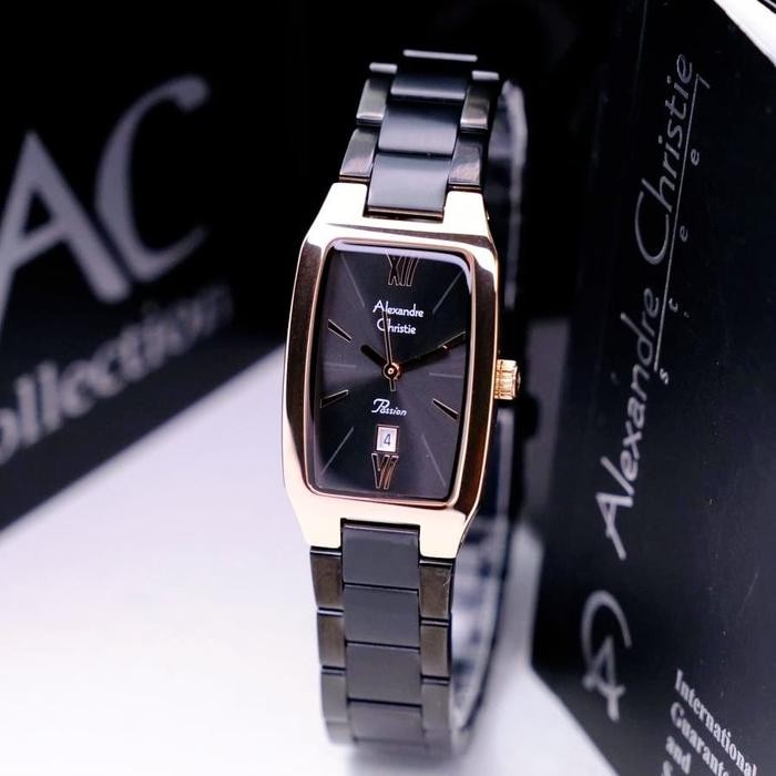JAM TANGAN WANITA ALEXANDRE CHRISTIE AC 2455 AC2455 BLACK ROSEGOLD ORI