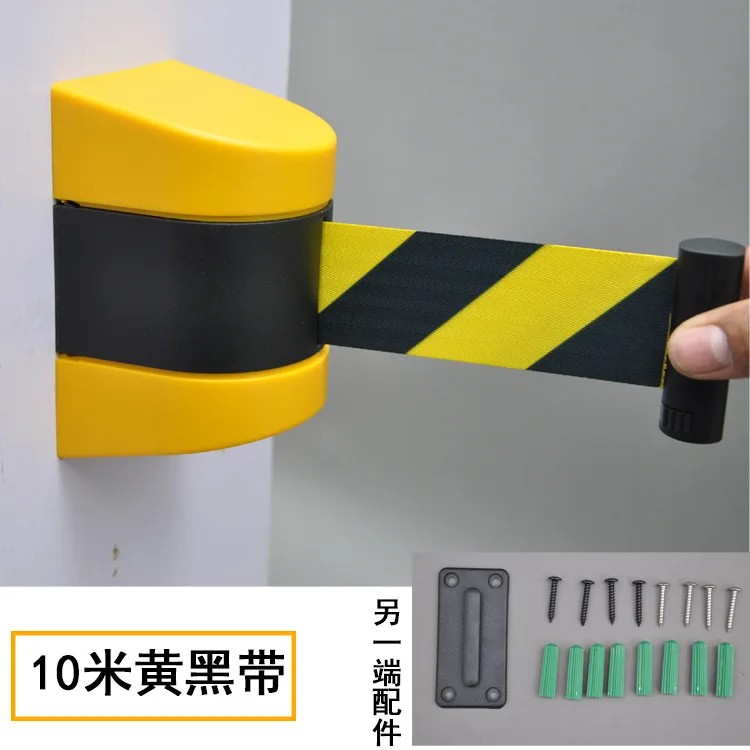 

Warning Wall-mounted Shell Telescopic Belt Wall-mounted Isolation Belt Black and Yellow Warning Line