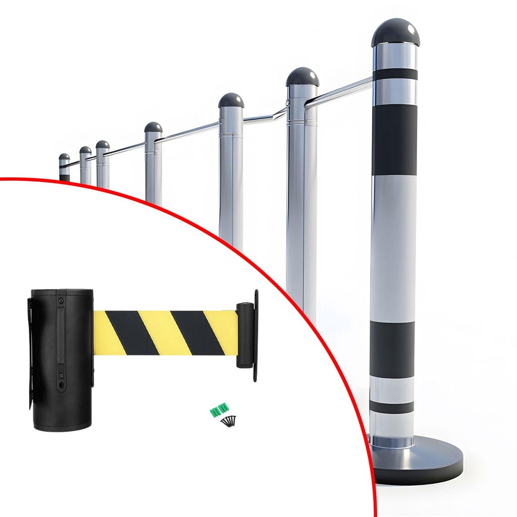

Wall Mount Retractable Belt Barrier Crowd Control Barrier for Office Grocery